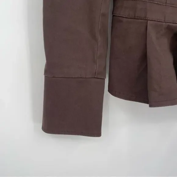 Boston Proper‎ Brown Blazer Peplum Pleated Size 8 - Picture 7 of 13